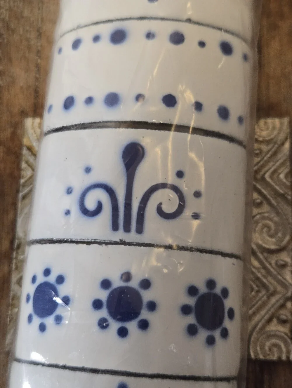 Vintage IKEA Heder Enamel Napkin Rings Set of 6 Blue White Folk Art NIP